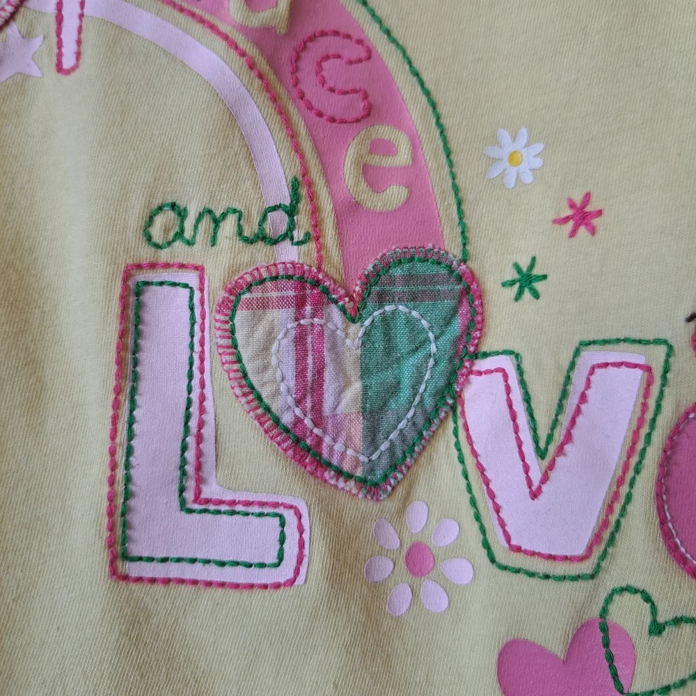 Oshkosh B'gosh Girls Yellow Embroidered Peace and Love Tee Size 5